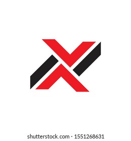 letter v n opposite arrow geometric logo vector