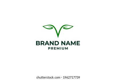 Letter V Nature Plant Logo Design Vector Template suitable for nature product technology