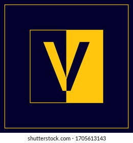 letter V negative space flat, simple, iconic logo, icon design - vector