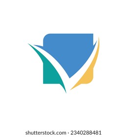Letter v negative space square logo design vector image. Modern initial letter v creative abstract logo