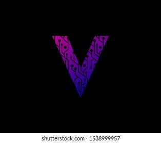 Letter V Network Digital Logo Icon , Technology and digital abstract dot connection vector logo. (sign, symbol, icon, design element). Technology design.