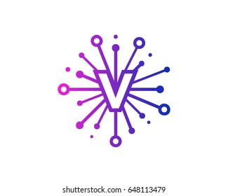 Letter V Network Share Icon Logo Design Element