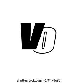 letter V and O logo overlapping black negative