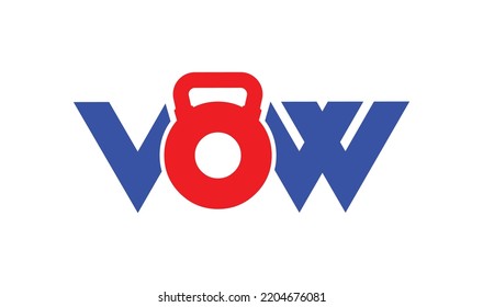 letter v, o, and w logo, vow gym and fitness logo with white background