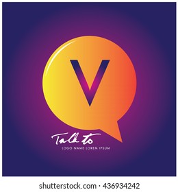 Letter V on bubble talk icon as an integrated communication. Design Template for the communication, commercial, technology and campaign activities
