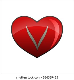 Letter V on heart