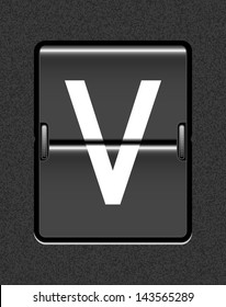 Letter V on a mechanical timetable
