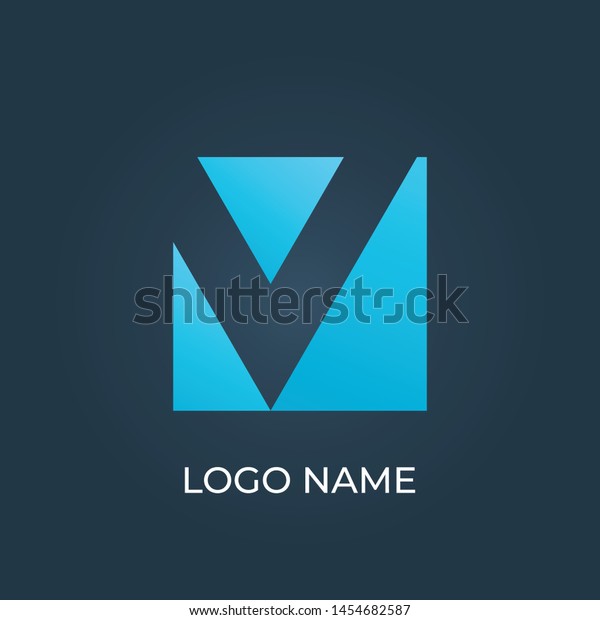Letter V On Square Logo Isolated Stock Vector Royalty Free