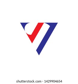 letter v opposite arrow geometric triangle logo vector