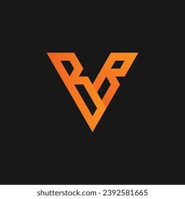 Letter V orange color simple line art business logo