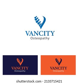 Buchstabe V mit Osteopathie-Logo-Vorlage