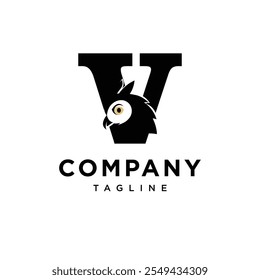 Letter V Owl Logo Icon Vector