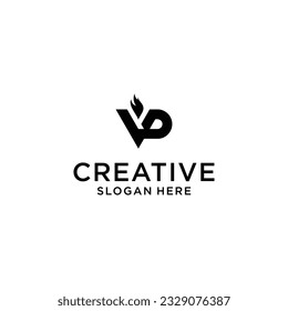Concepto de diseño de logotipo de incendio de carta v p