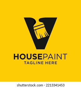 Letter V Paint Brush Logo Design Template Inspiration, Vector Illustration.