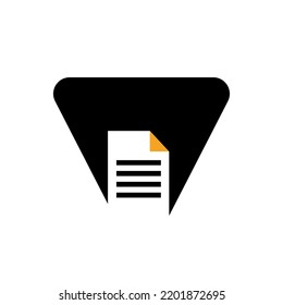 Letter V Paper Document Logo Vector Template Simple Concept