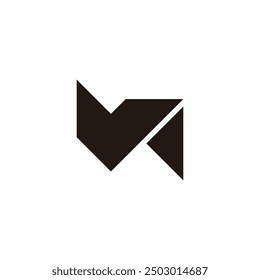 letter v paper fold envelope symbol logo vector 
