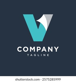Letter V Paper Logo Icon vector
