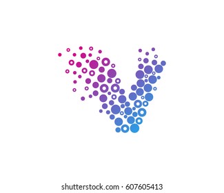 Letter V Particle Dot Logo Design Element