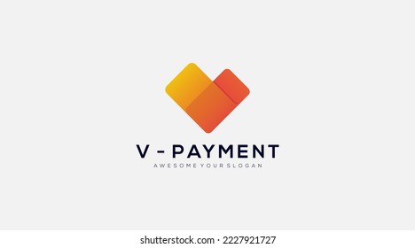 Plantilla vectorial de diseño de logotipo de pago de carta v