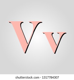 letter V peach