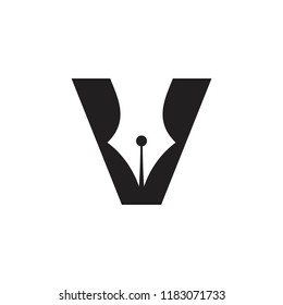 letter v pen tool design logo vector
