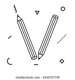 Letter V - Pencil Alphabet for children and school