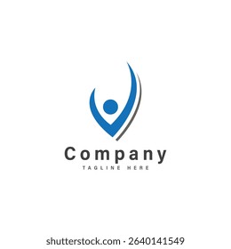 letter v with people logo vector illustration icon
