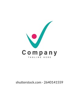 letter v with people logo vector illustration icon