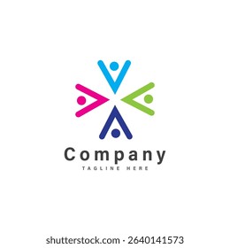letter v with people logo vector illustration icon