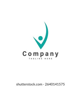 letter v with people logo vector illustration icon