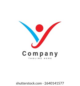 letter v with people logo vector illustration icon