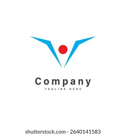 letter v with people logo vector illustration icon