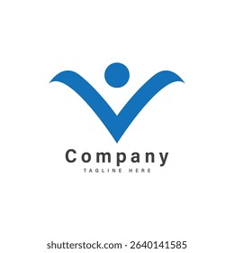 letter v with people logo vector illustration icon