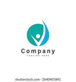 letter v with people logo vector illustration icon
