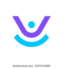 Letter V people modern minimal logo design