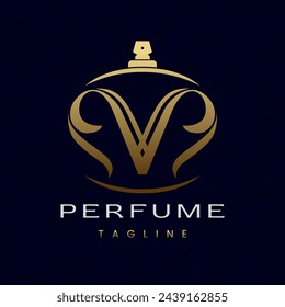 Letter V Perfume Logo Design, Elegant Luxury Scent Initial Logo