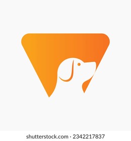 Letter V Pet Logo Design. Dog Logo Symbol Vector Template. Dog On Alphabet