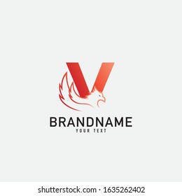 Letter V With Phoenix Vector Royalty Logo Design Inspirations