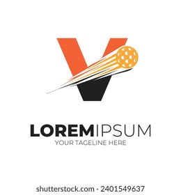 Letter V Pickleball Ball Initials Logo Design Vector Illustration