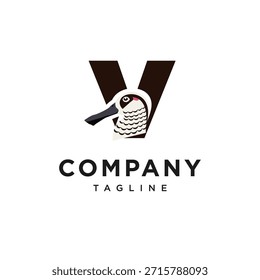 Letter V Pink-eared Duck Logo Icon Vector