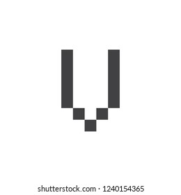 Letter V pixel icon. 
Pixel style english alphabet.
Sign for web, design and 8 bit games.
Vector symbol.
