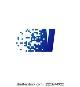 Letter V Pixel Logo, Fast Moving V Logo
