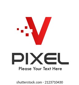 Letter v pixel logo template illustration. suitable for Business logo, App Industry, App icon, etc. Easy to edit, change size, color and text.