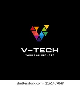 Letter V with pixel logo - vector illustration, emblem design on white background, suitable for your design need, logo, illustration, animation, etc.
