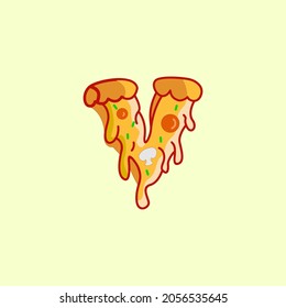 letter v pizza logo, suitable for pizza business.