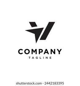 Letter V plane logo icon vector template.eps