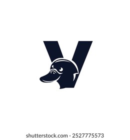 Letter V Platypus logo icon vector.