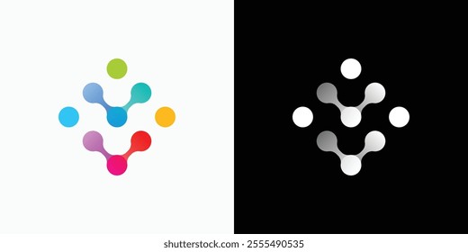 Letter V point connection logo design