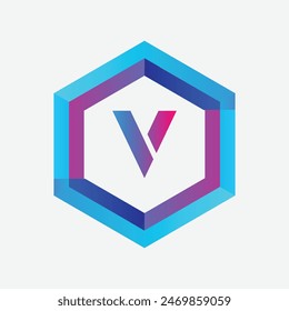 LETTER V POLYGON LOGO DESIGN CONCEPT BRANDING