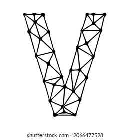 Letter v polygonal symbol, clip art isolated on white background